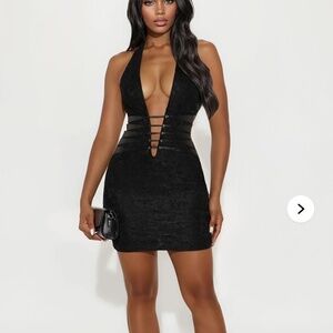 Black mini lace dress
